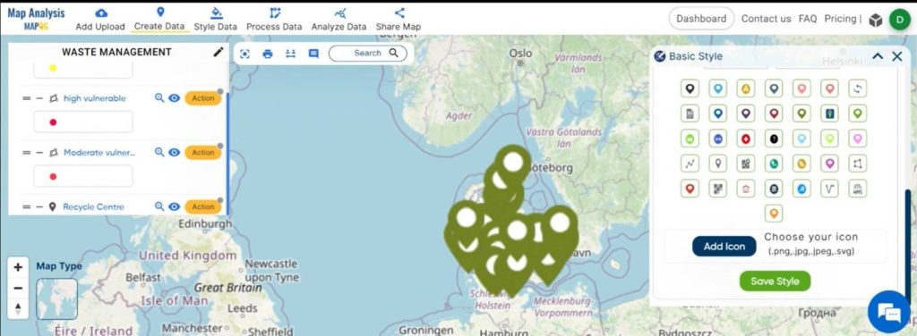 Mapping Recycle Centres Near Landfill