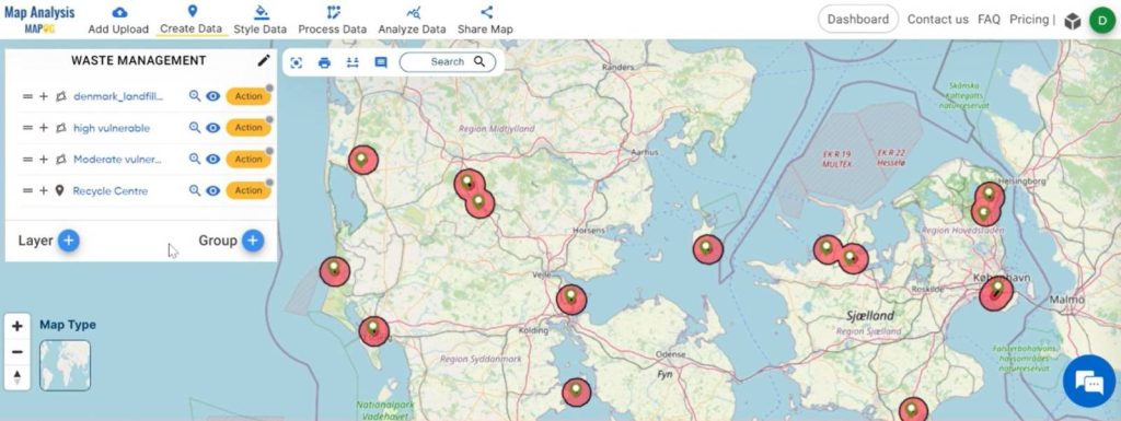 Mapping Recycle Centres Near Landfill