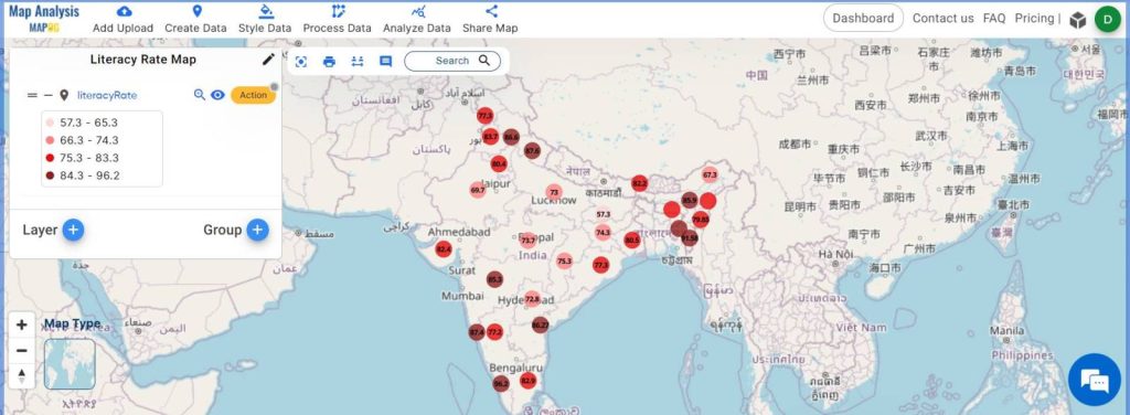 Create Map on Literacy Rate