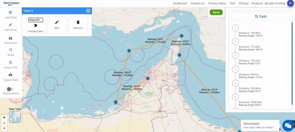 Create a Map for a Cruise Route using MAPOG Route Compass