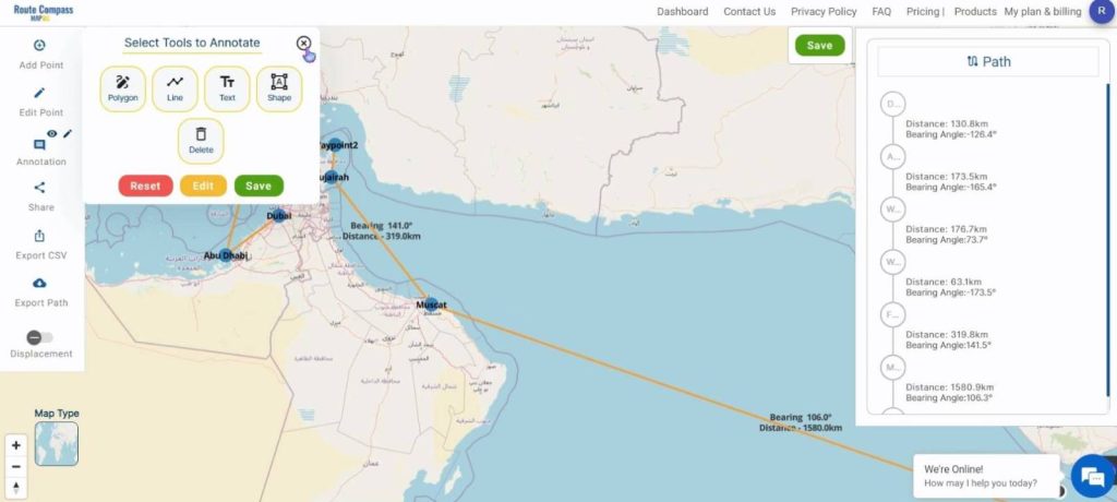 Create a Map for a Cruise Route using MAPOG Route Compass