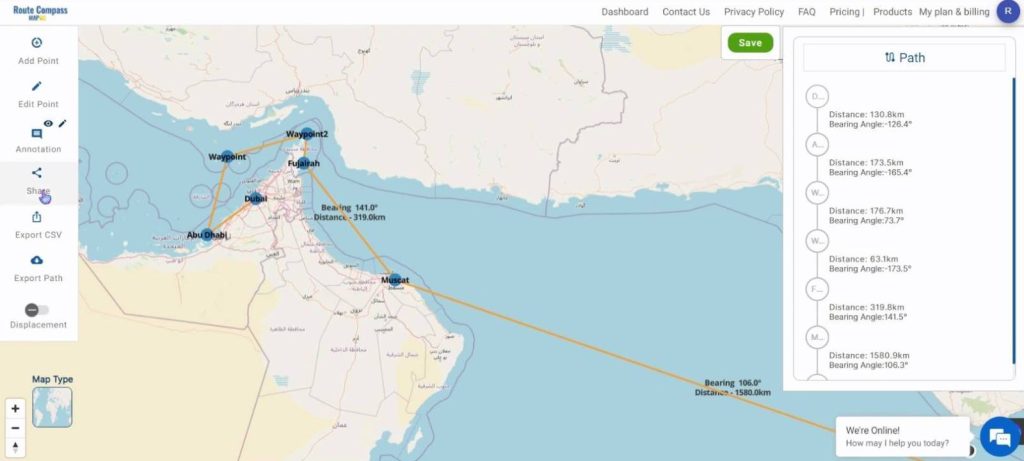 Create a Map for a Cruise Route using MAPOG Route Compass