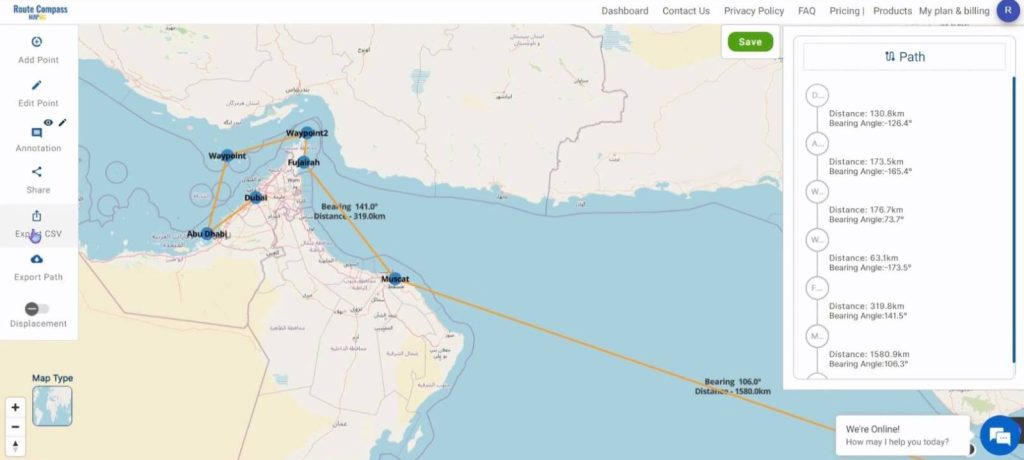 Create a Map for a Cruise Route using MAPOG Route Compass