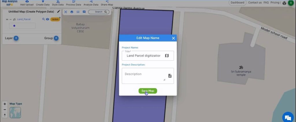 Create a Map for Digitizing and Dividing Land Parcels