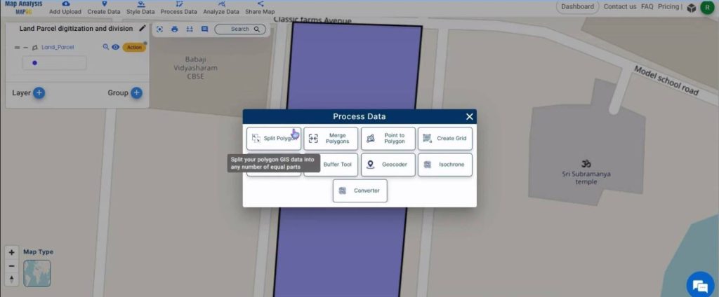 Create a Map for Digitizing and Dividing Land Parcels