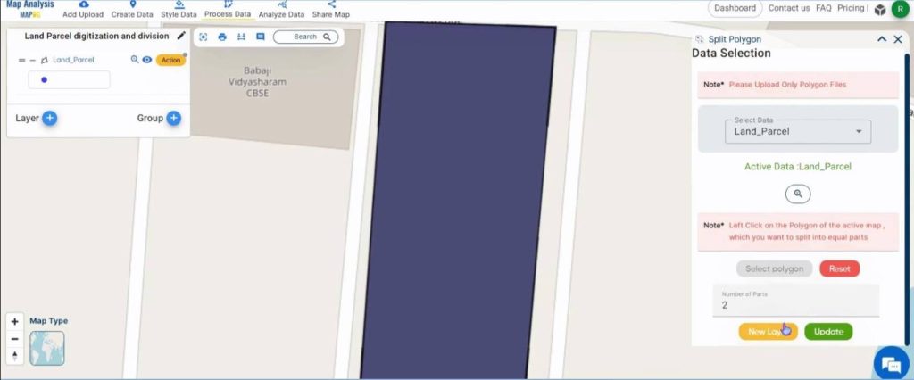 Create a Map for Digitizing and Dividing Land Parcels