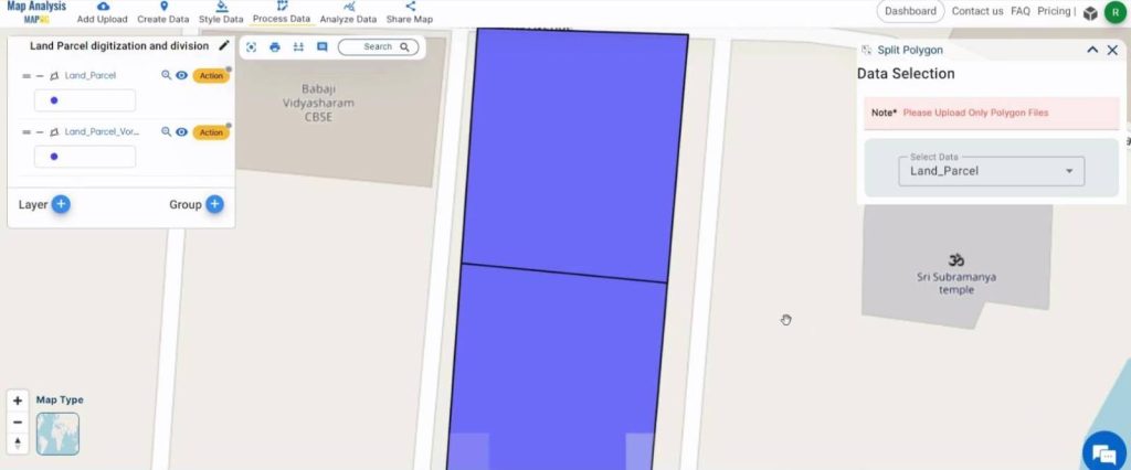 Create a Map for Digitizing and Dividing Land Parcels