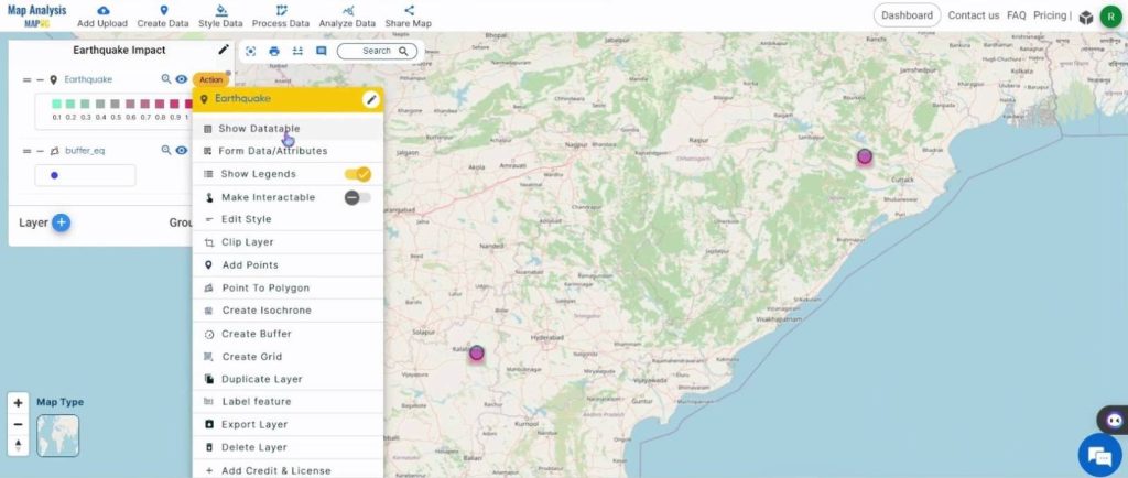 Show Datatable - Create a Map to Analyze Earthquake Data