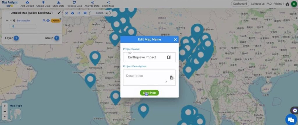 Rename the map - Create a Map to Analyze Earthquake Data