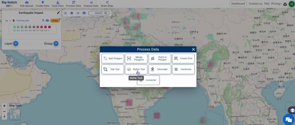 Buffer Tool - Create a Map to Analyze Earthquake Data