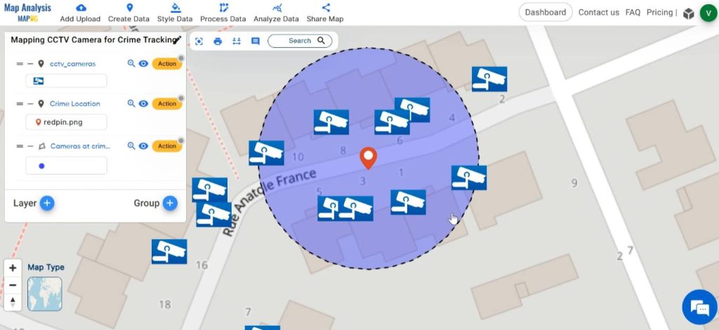 Final map of CCTV Camera for Crime Tracking