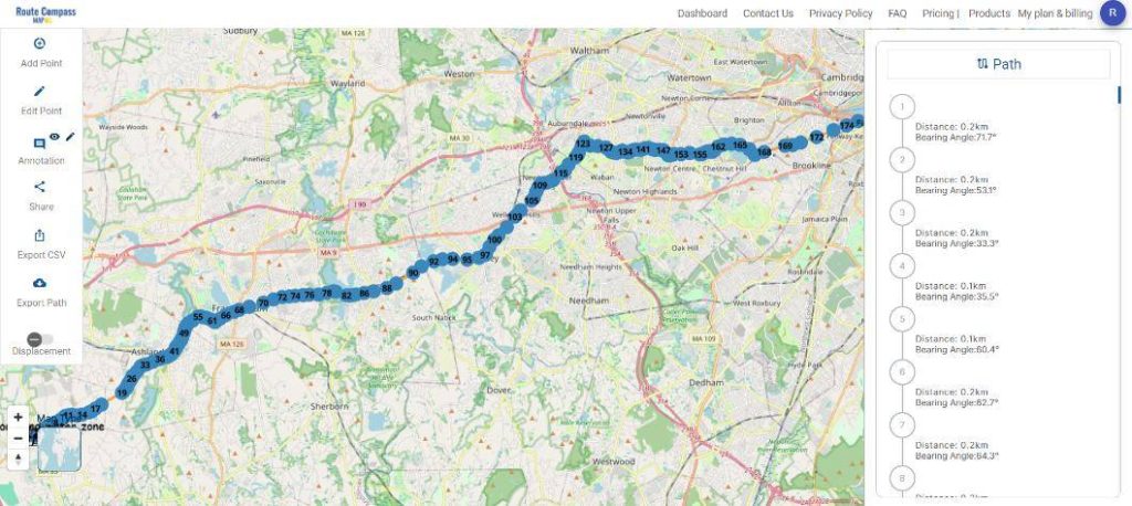 Result Analysis - Create a Map with Marathon Route with Bearing and Distance calculation - Route Compass