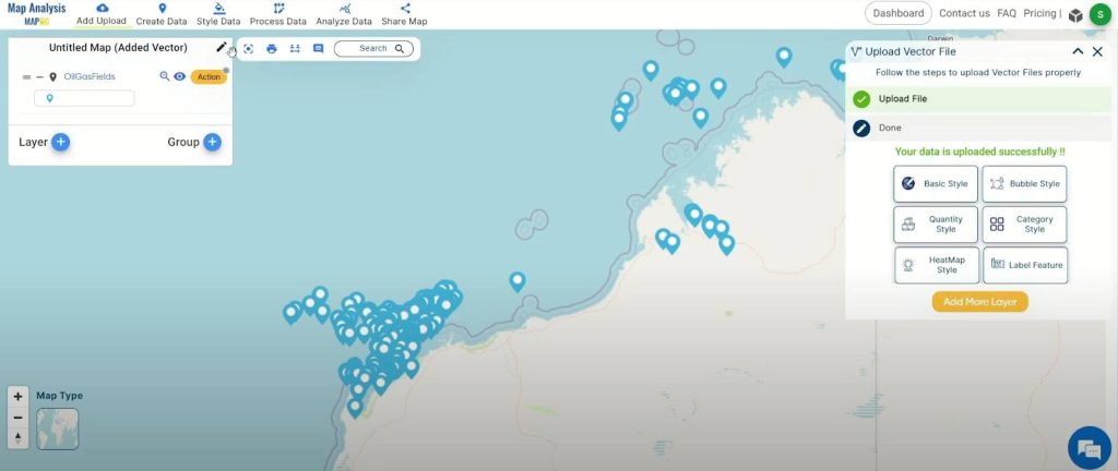 Uploaded Oil and Gas Field Data- 
 Identifying Settlements and Water Resources Near Oil and Gas Fields with MAPOG Map Analysis Tool