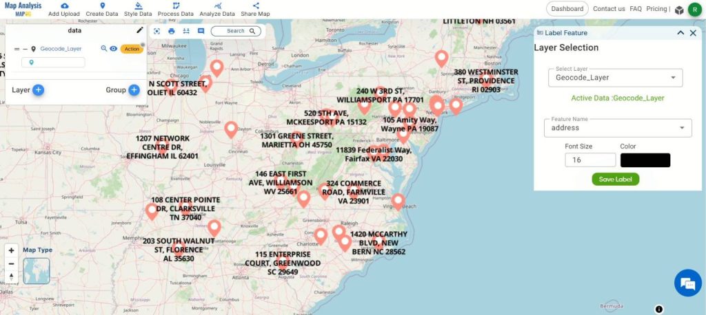 Result- Convert addresses or place names into geographic coordinates for spatial analysis and visualization