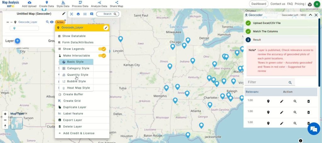 Basic style-Convert addresses or place names into geographic coordinates for spatial analysis and visualization