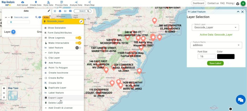 Export Geocoded Data-Convert addresses or place names into geographic coordinates for spatial analysis and visualization