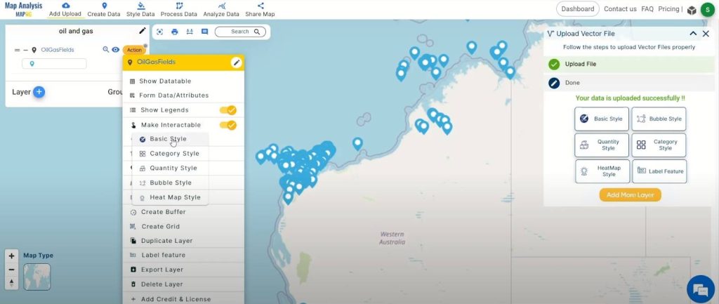 Customize Style for Visual Clarity - Identifying Settlements and Water Resources Near Oil and Gas Fields with MAPOG Map Analysis Tool