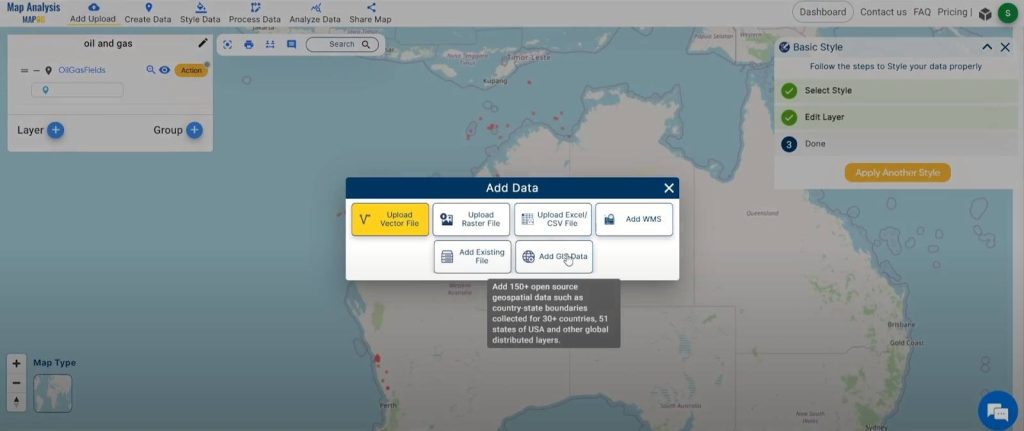 Add GIS Data - Identifying Settlements and Water Resources Near Oil and Gas Fields with MAPOG Map Analysis Tool