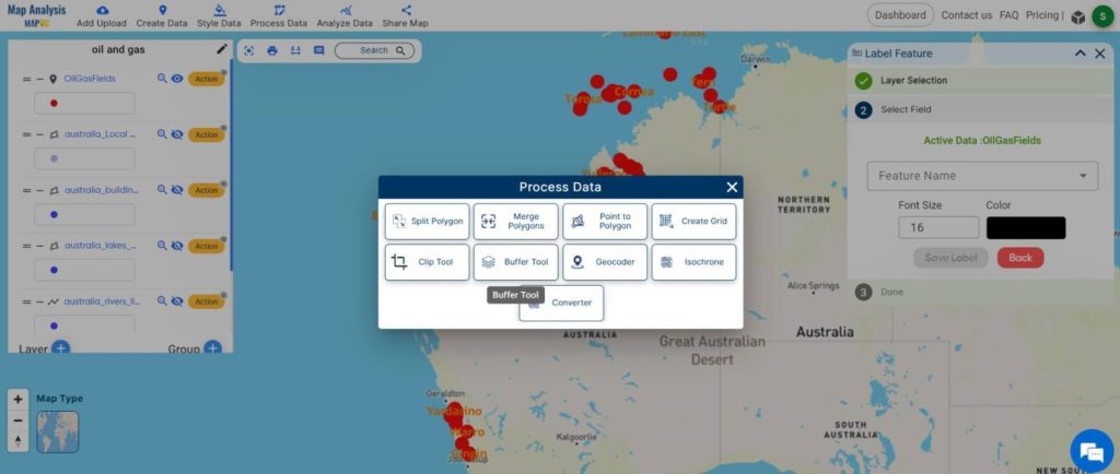 Buffer Analysis Tool - Identifying Settlements and Water Resources Near Oil and Gas Fields with MAPOG Map Analysis Tool