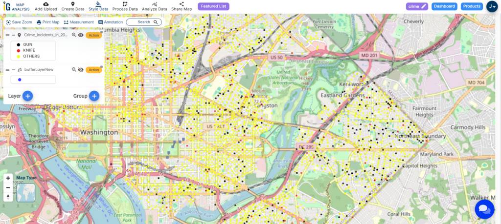 Data Categorization and Styling-Crime Data Mapping: Finding Patterns and Trends