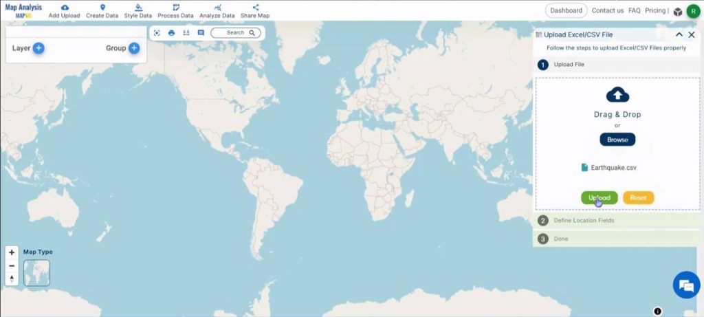 Create a Map to Visualise Earthquake Data Without Constraints