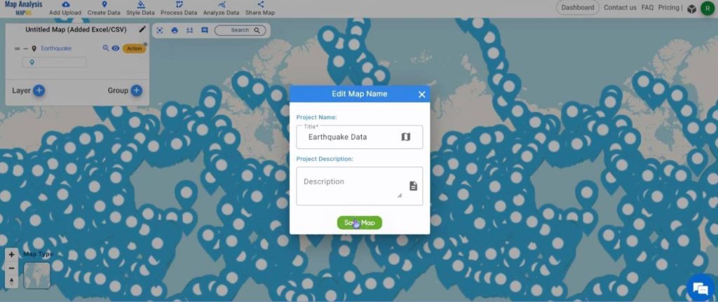 Create a Map to Visualise Earthquake Data Without Constraints