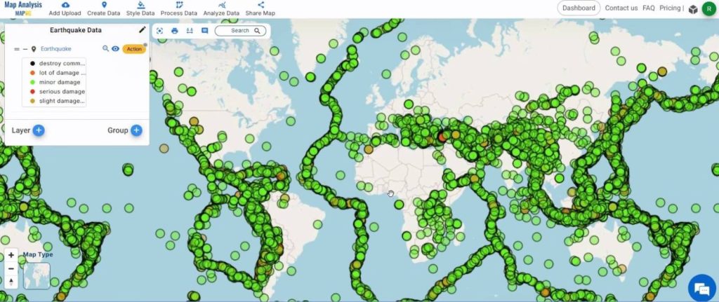 Create a Map to Visualise Earthquake Data Without Constraints