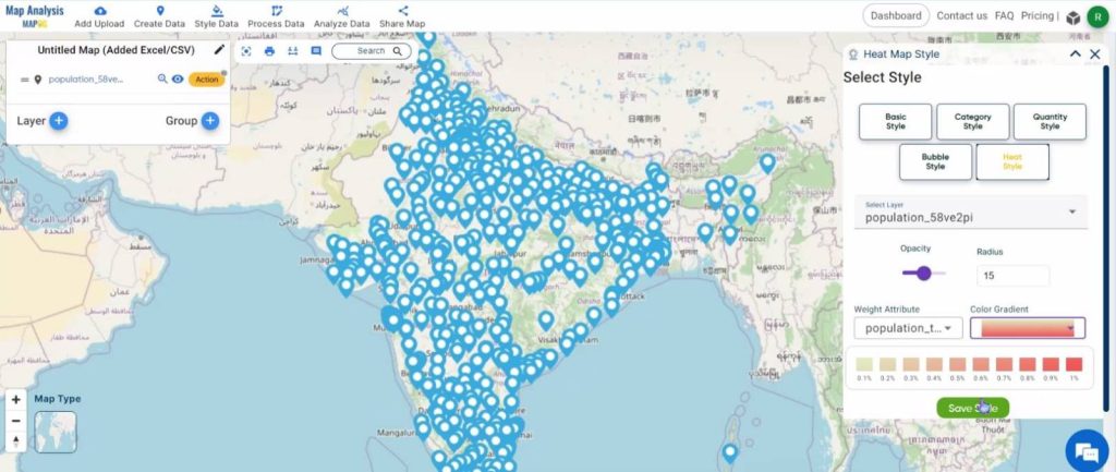 Create a Map to Visualize Population Dynamics using Heat Maps