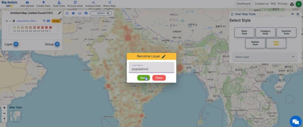 Create a Map to Visualize Population Dynamics using Heat Maps