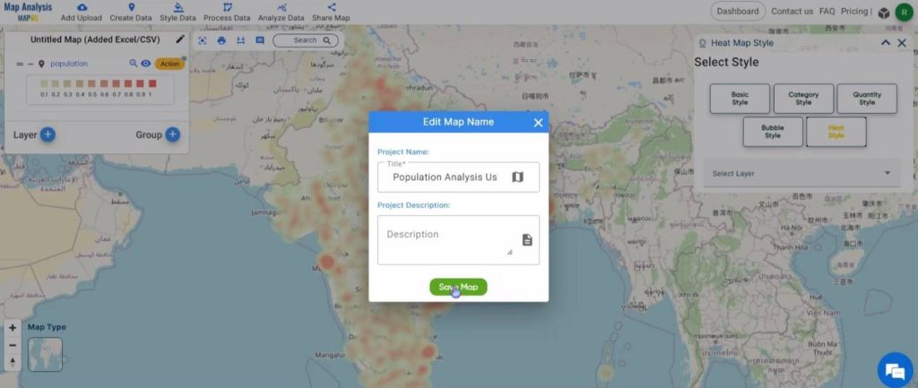 Create a Map to Visualize Population Dynamics using Heat Maps