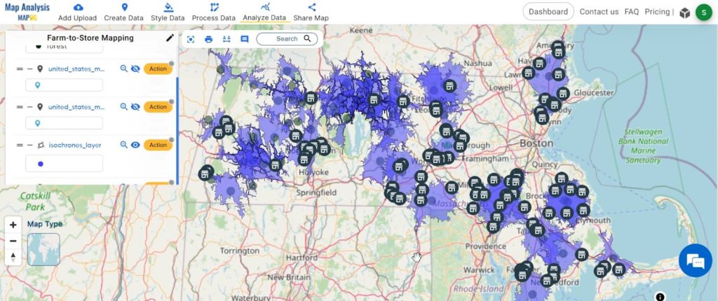 Farm-to-Store Mapping: Smart Farming with GIS Analysis: final Result