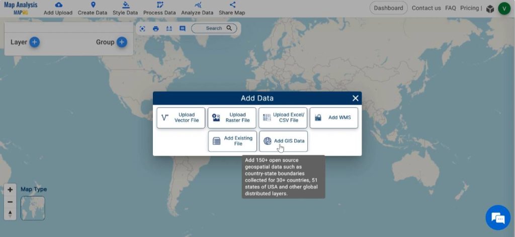 Select add GIS data for Protected areas management