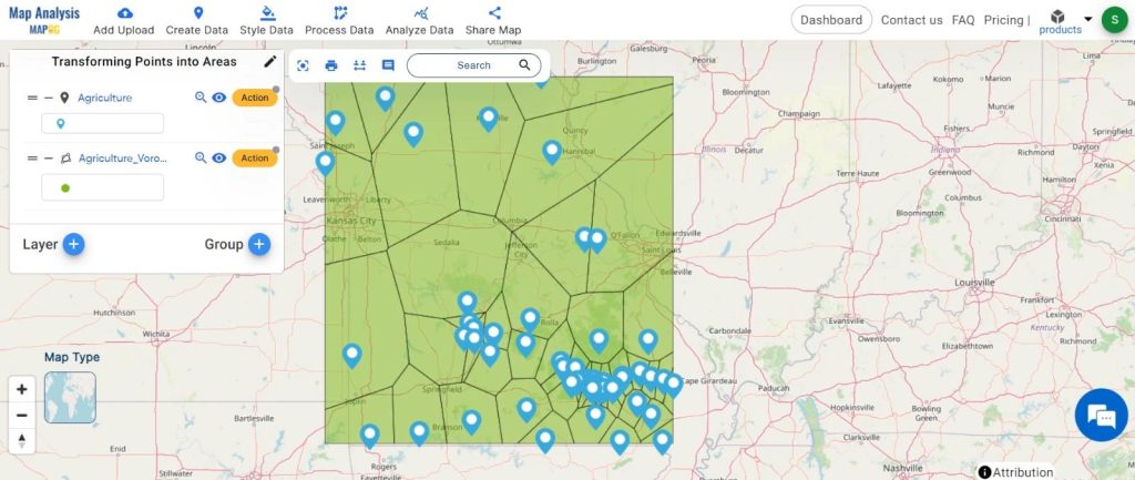 Point to Polygon: Transforming Points into Areas: Final Result