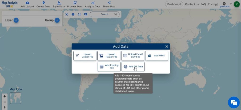 Select add GIS data