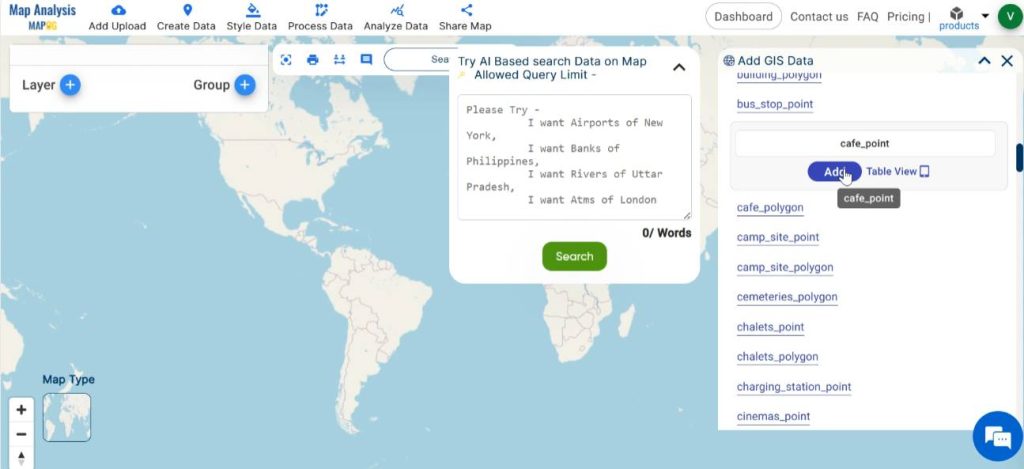 Add cafe points to map