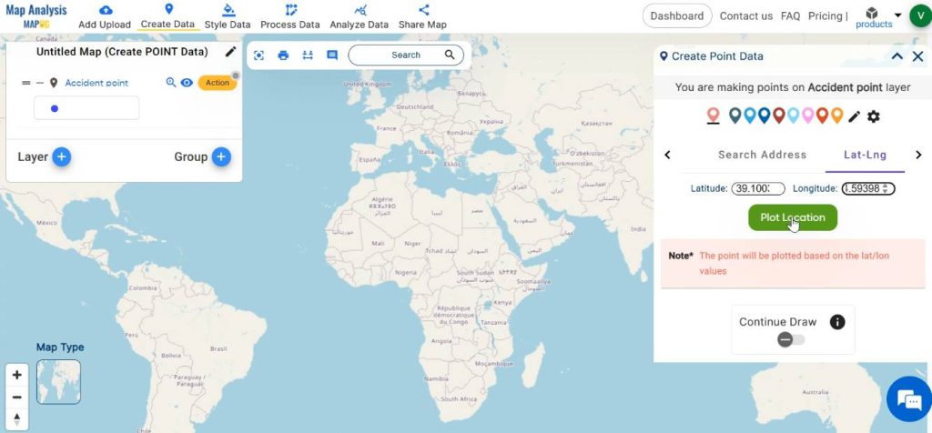 Plot location with latitude-longitude data