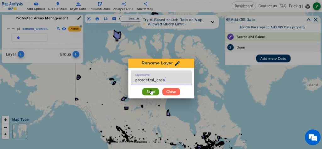 Rename Protected area layer