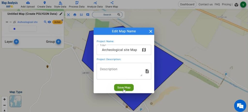 Save the map created for mapping archeological site