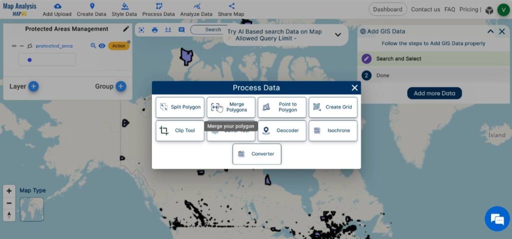 Select merge polygon tool