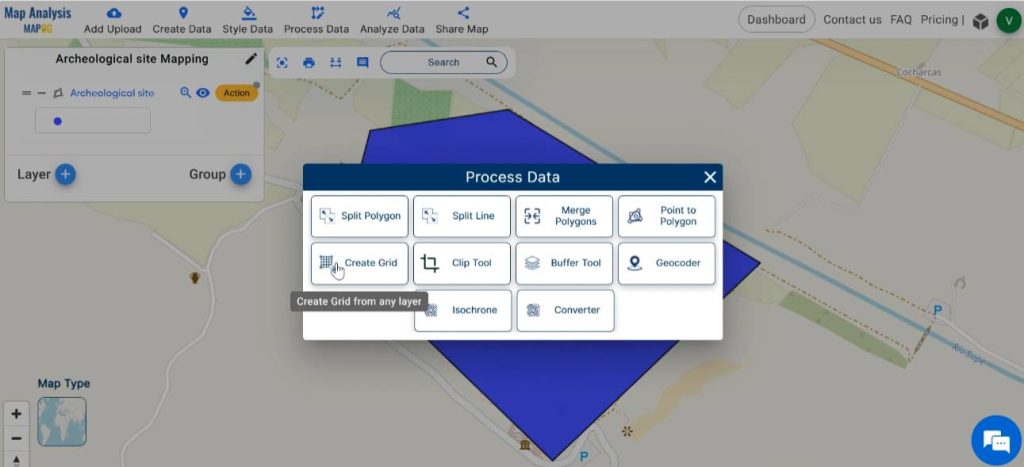 Select create grid tool