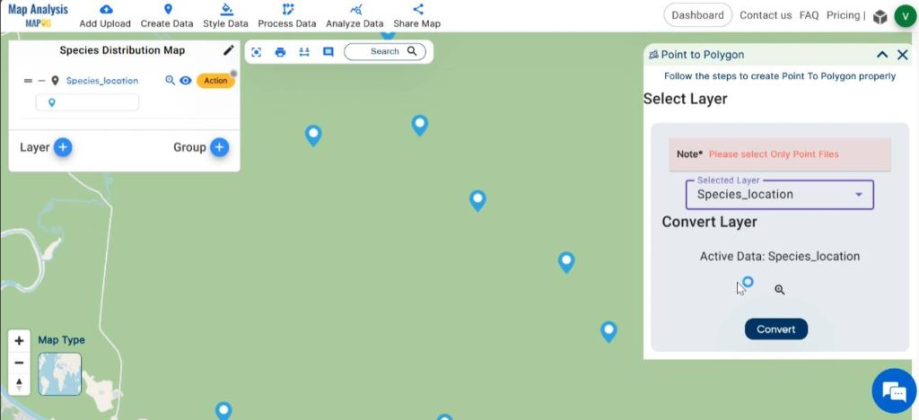 convert points into polygon