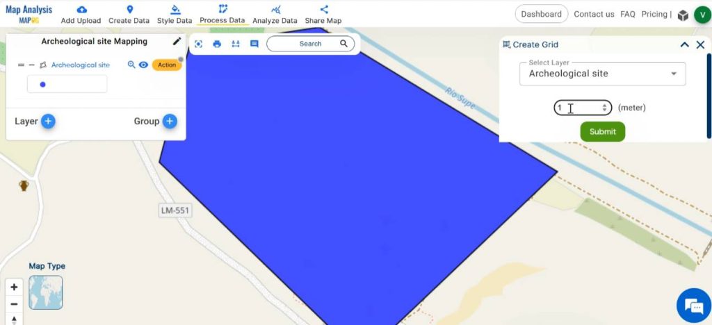 Create grids for mapping archeological site