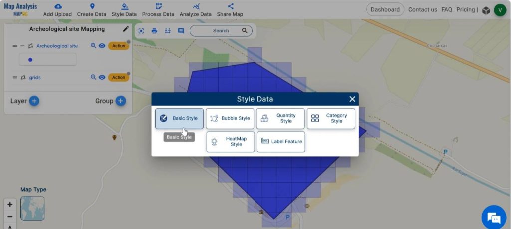 Select basic style for styling the map