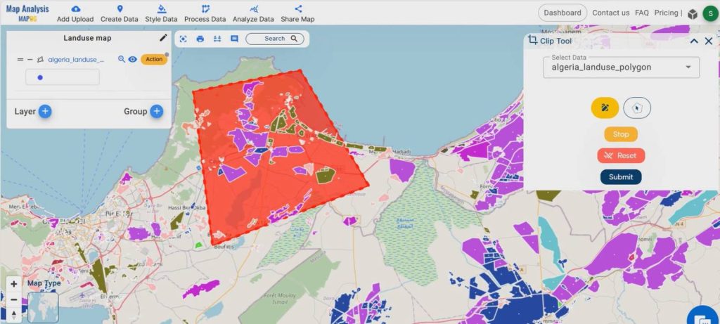 Create map: Comparison of Land Use Patterns of Two Regions for Urban Planning
