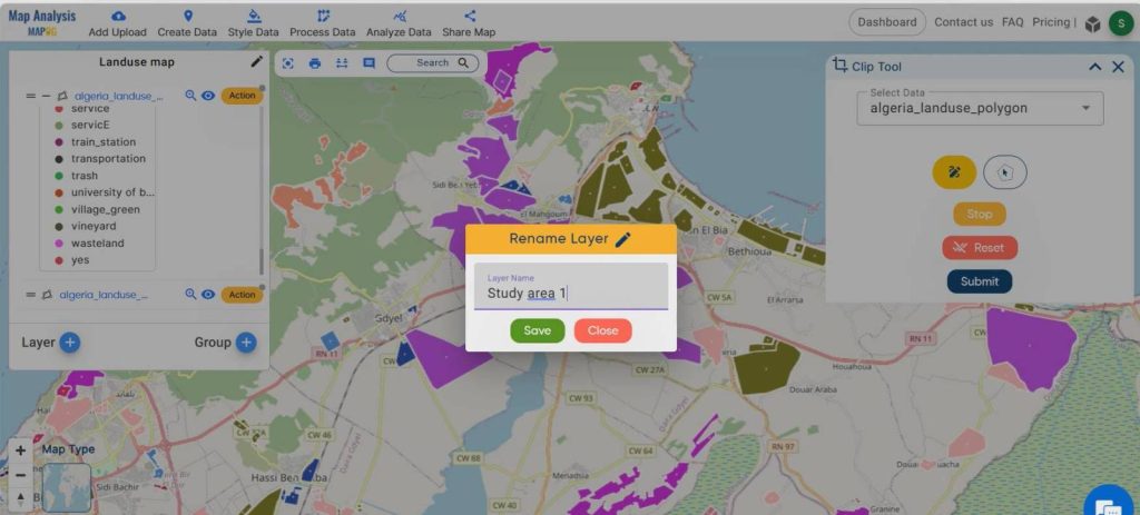 Create map: Comparison of Land Use Patterns of Two Regions for Urban Planning
