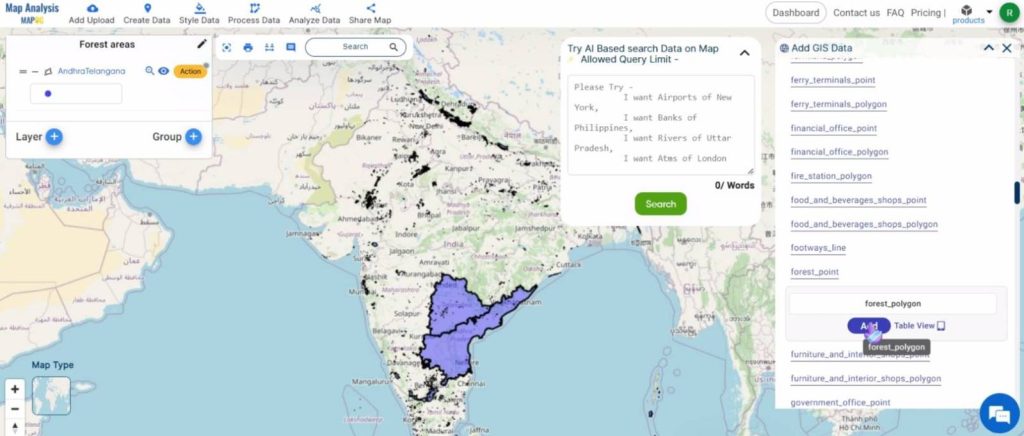 Create a Map to Extract Forest Areas Using Filter Tool
