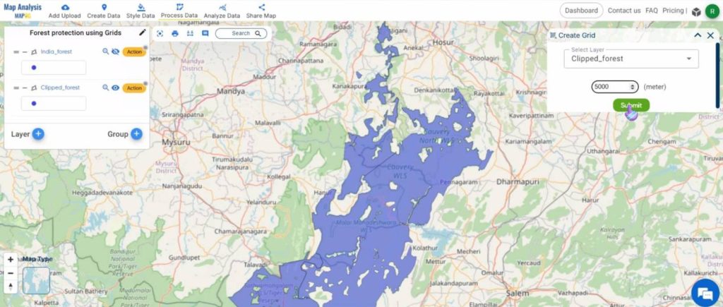 Create a Map to Enhance Forest Management using Grids