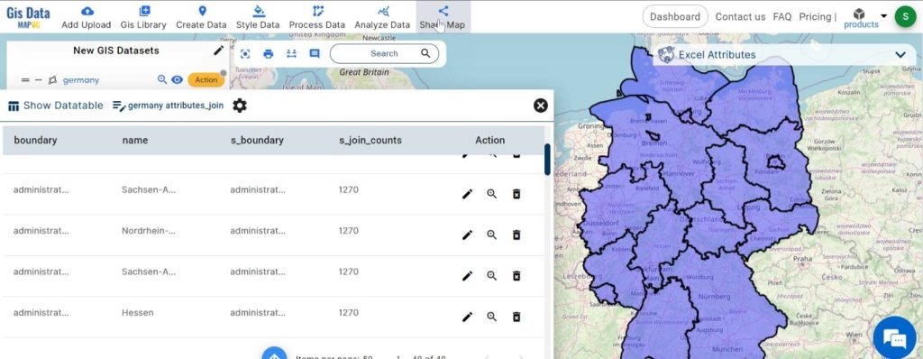How to create a New GIS Datasets from another datasets: share the map