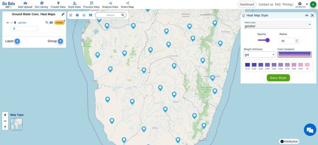 A simple and interactive heatmap of Groundwater Concentration will be created. 