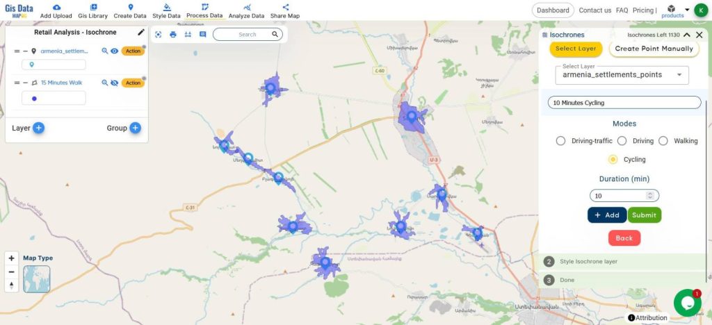 Retail Shop Analysis - Isochrones